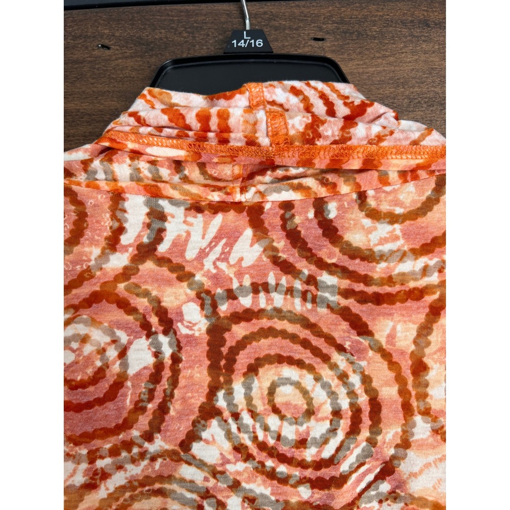 Ruby Rd Womens Orange Circle Print Tie Front Cardigan 3/4‎ Sleeve Knit Top Large - Picture 6 of 13